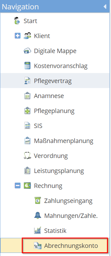 Abrechnungskonto Navigation