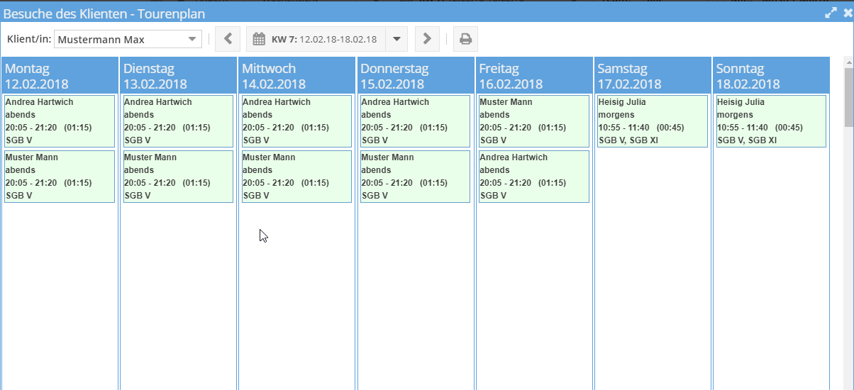 Besuche des Klienten