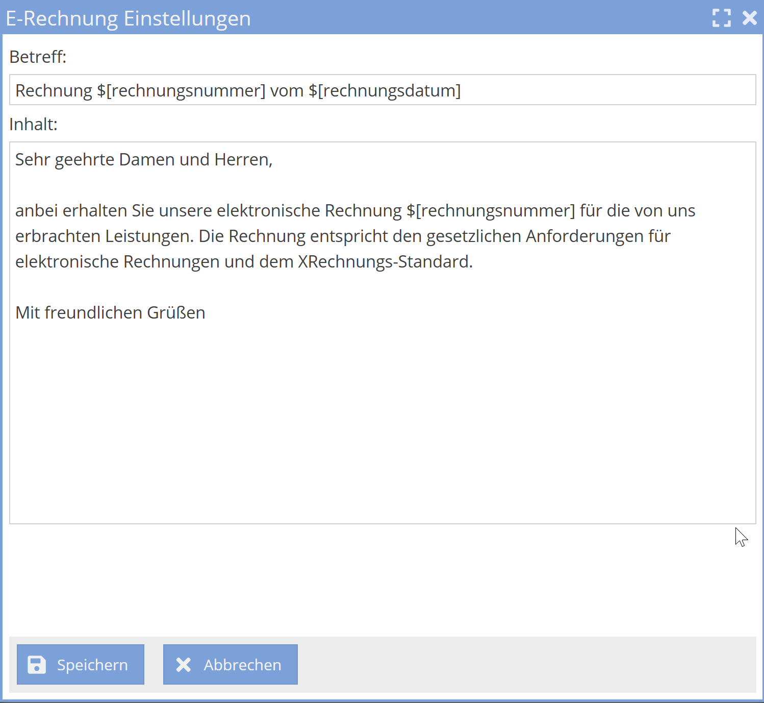 E-Rechnung Einstellung
