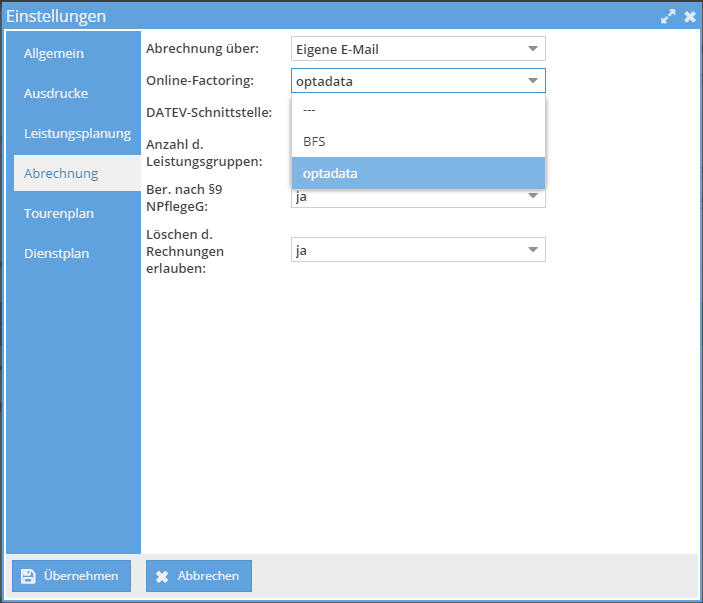opta data Schnittstelle