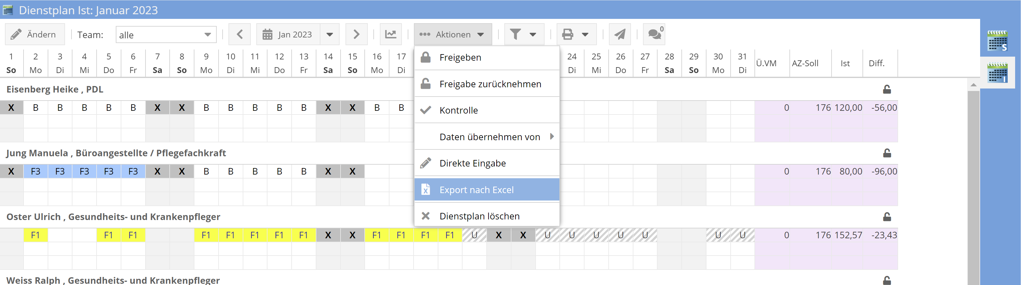 Export Deinstplan Datei