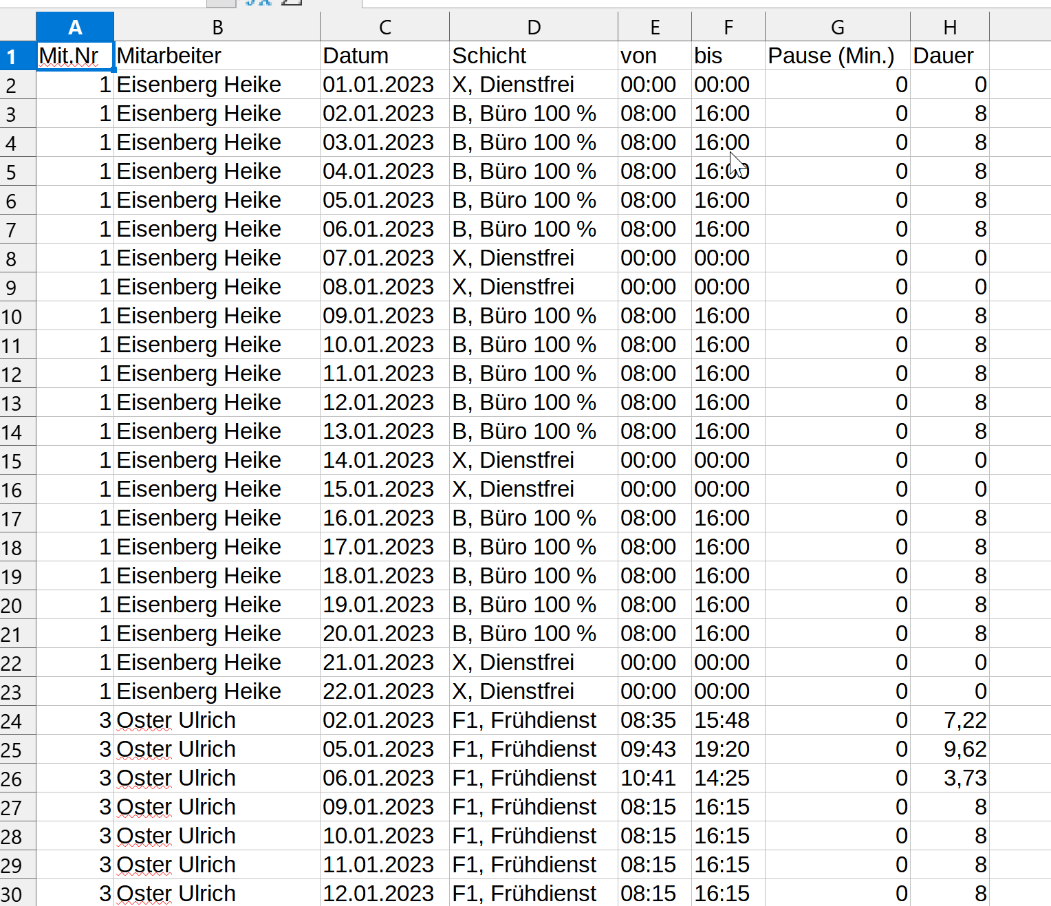 Export Deinstplan Datei