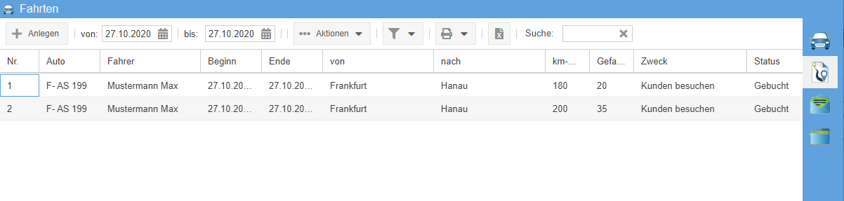 Fahrtenbuch anzeigen