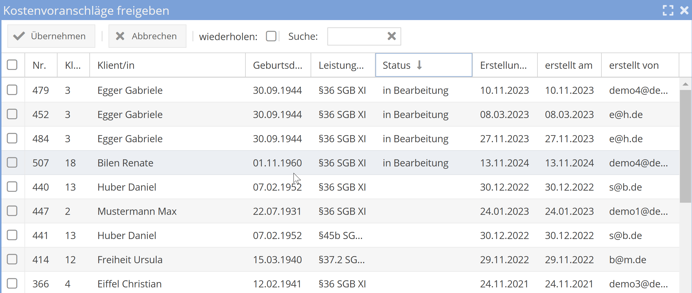 Kostenvoranschlag Freigabe
