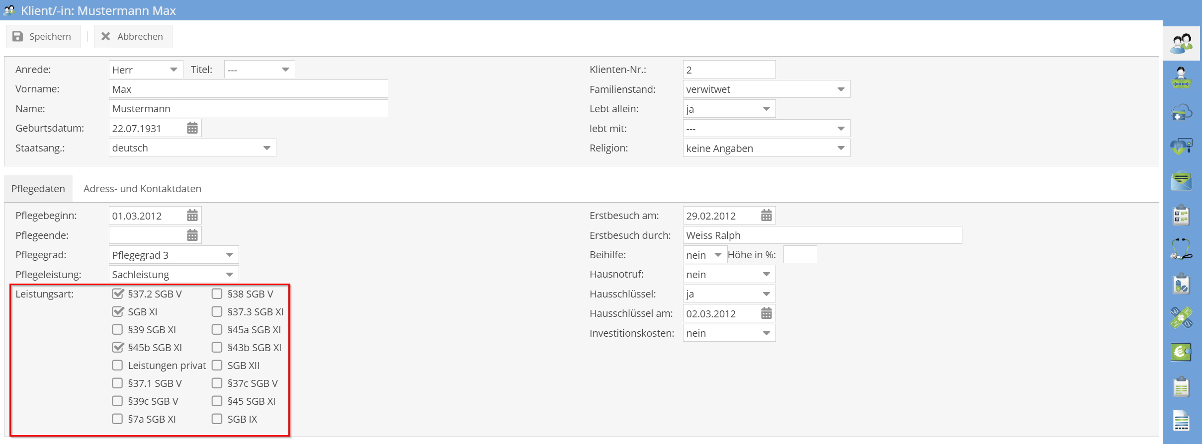 Leistungsarten Klient