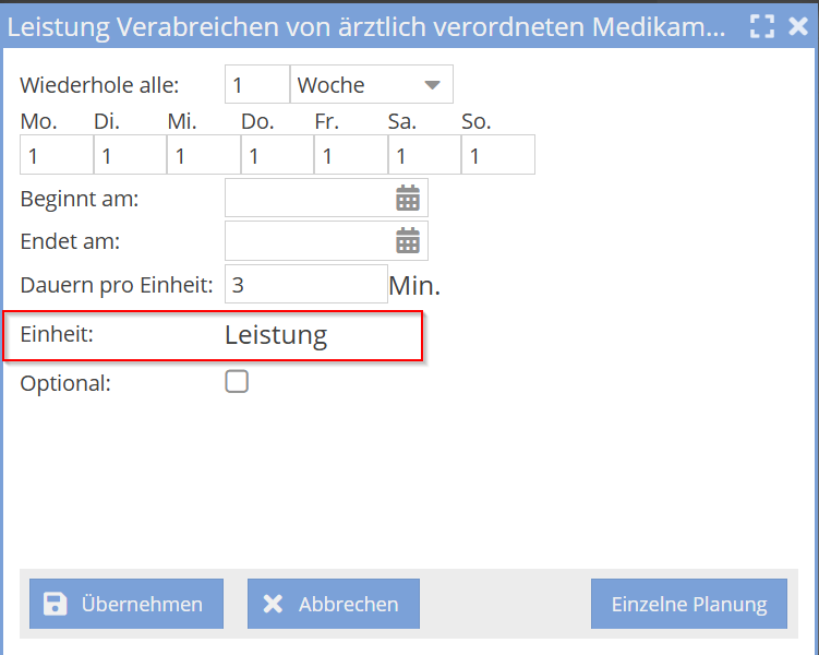 Leistungsplanung Einheit