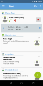 App Fahrten Beginn