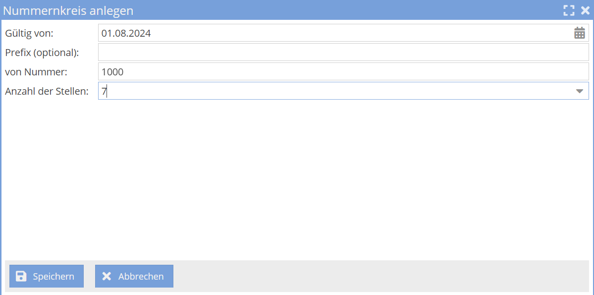 Nummernkreis anlegen