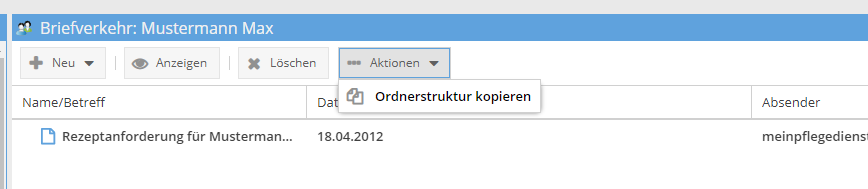 Orderstruktur Briefverkehr
