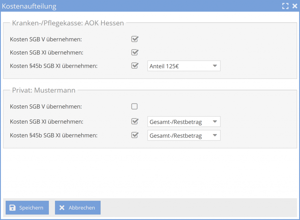 Patienten Kostenträger Aufteilung