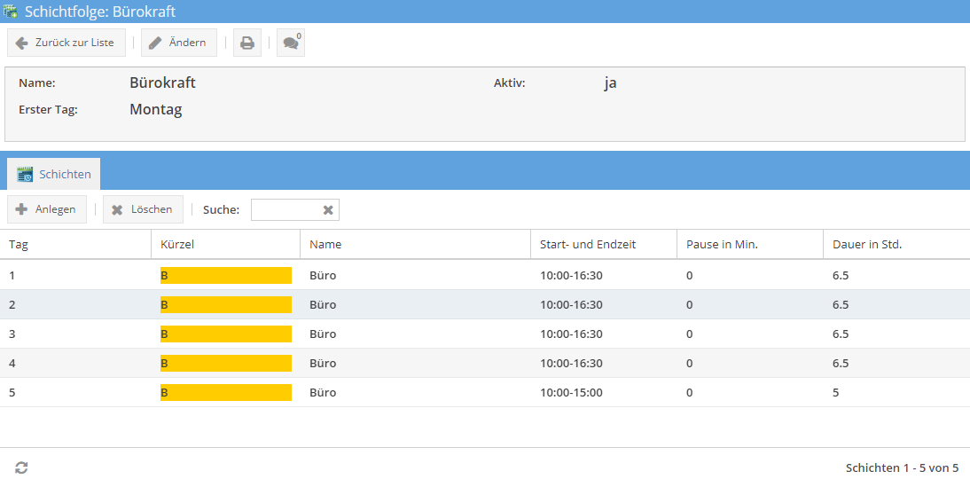 Schichtfolge anzeigen