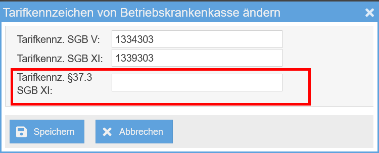Tarifkennzeichen nach §37.3 SGB XI