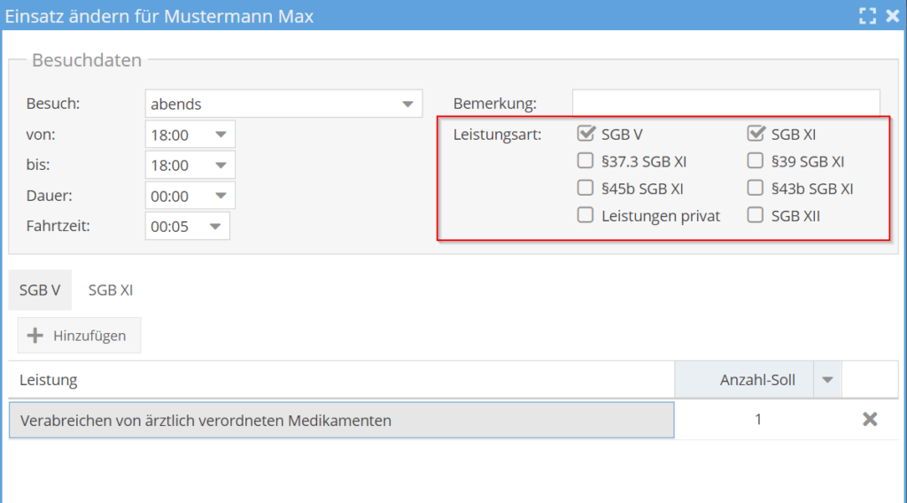 Tourenplan Leistungsarten