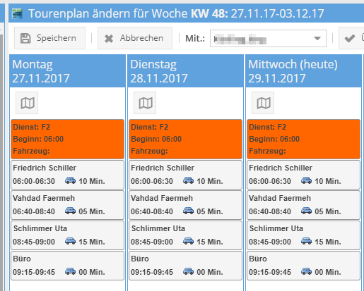 Tourenplan mit Fahrzeiten
