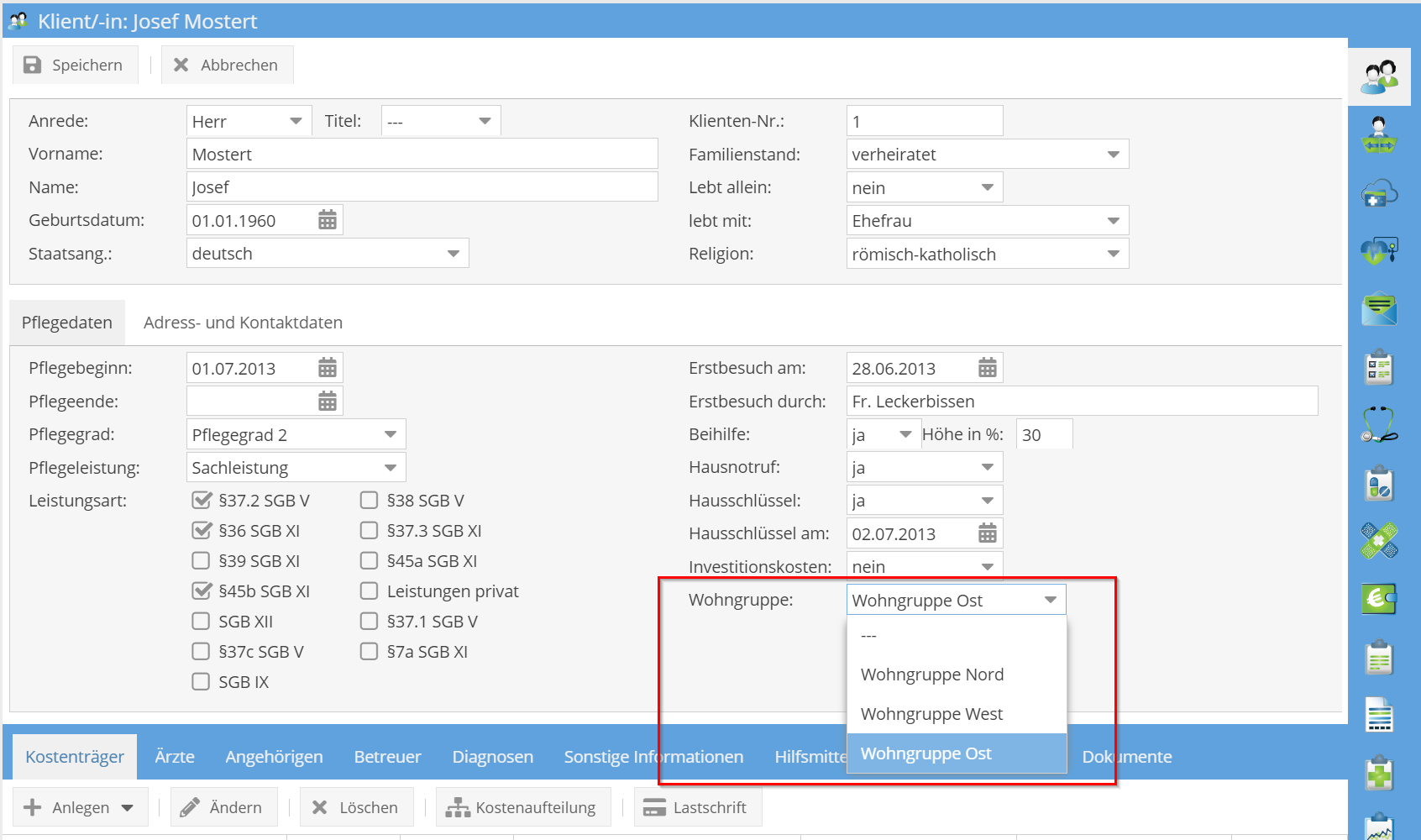 Zuordnung Wohngruppe