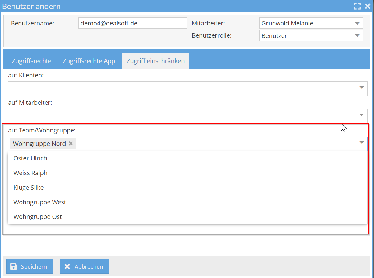 Zugriff auf die Wohngruppe