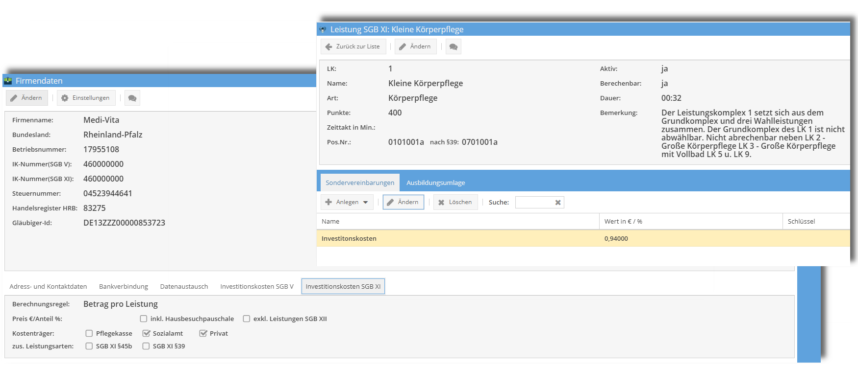 Investitionskosten pro Leistung
