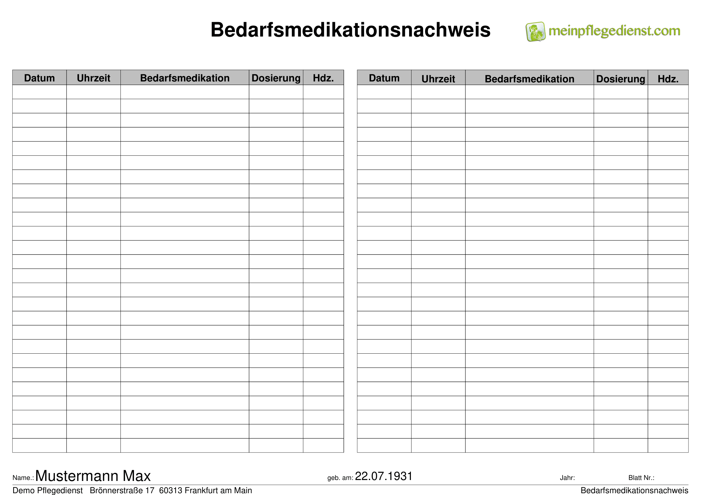 Bedarfsmedikationsnachweis