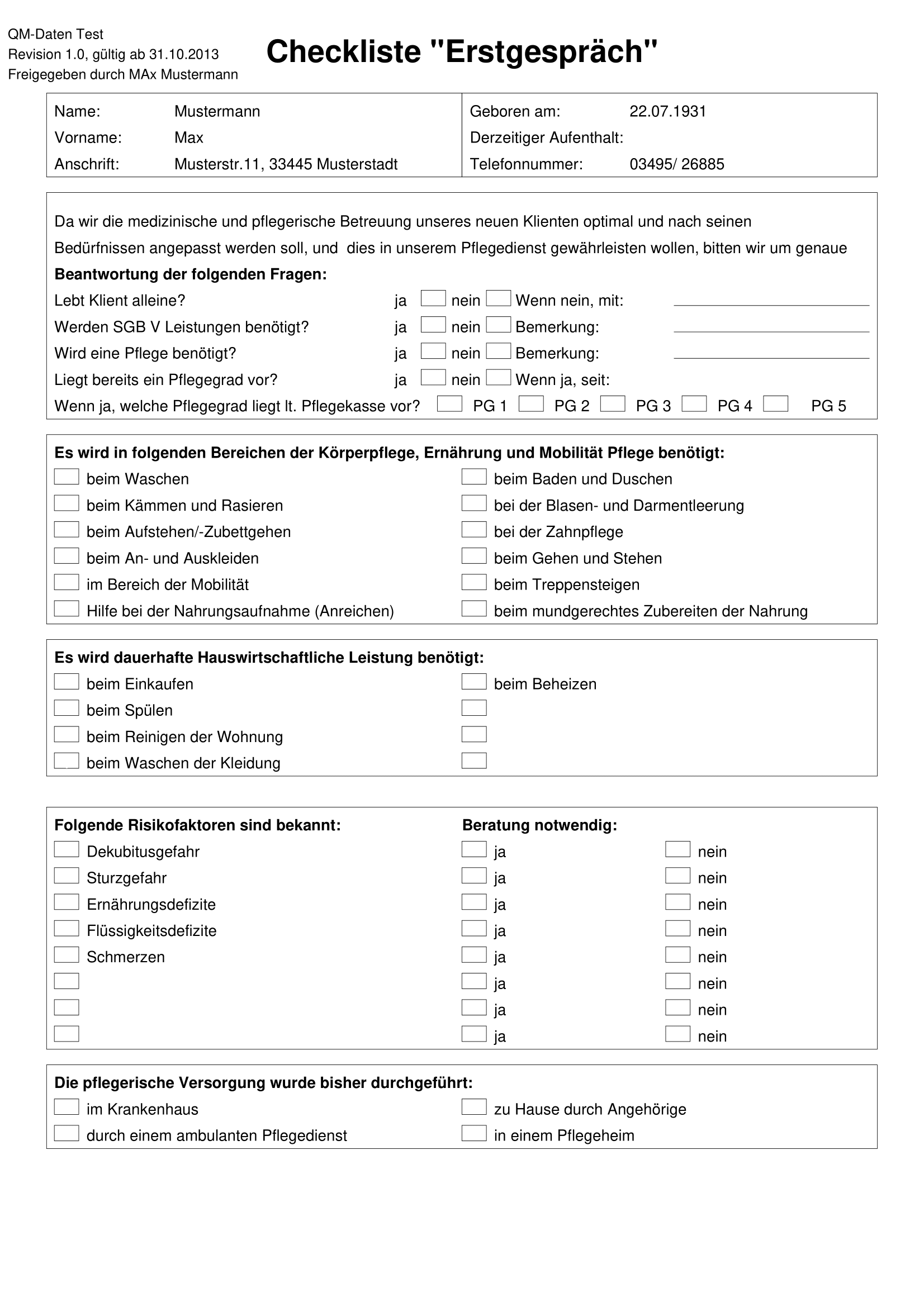 Checkliste Erstgespräch